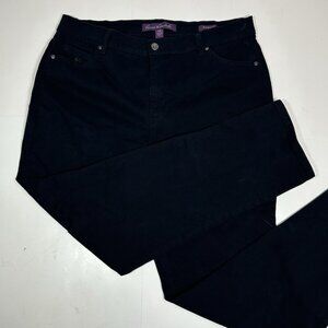 Gloria Vanderbilt Amanda Jeans Women Denim Black Straight Leg Stretch Sz 16W